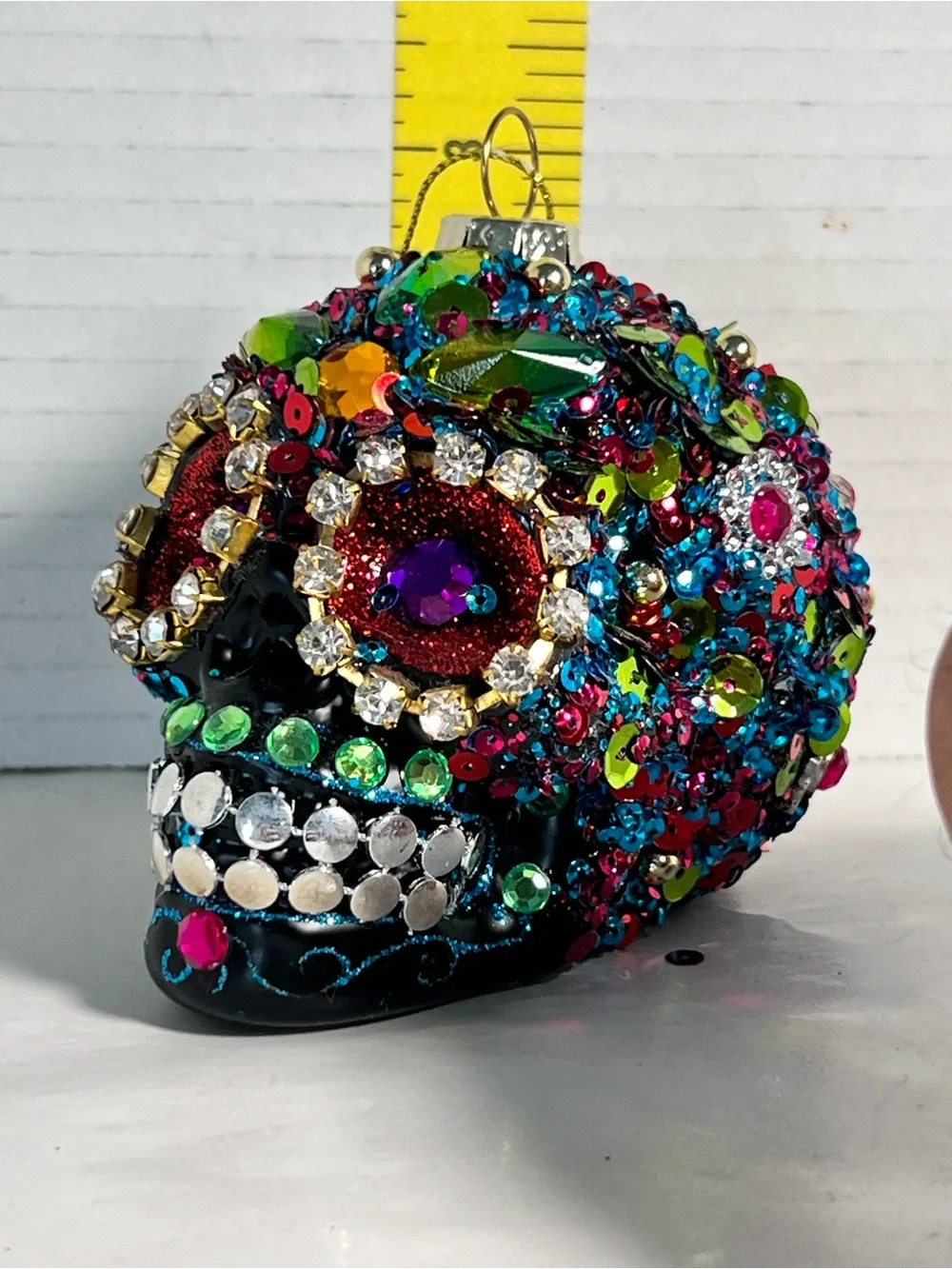 Pier 1 Multicolor Jeweled Skull Ornament